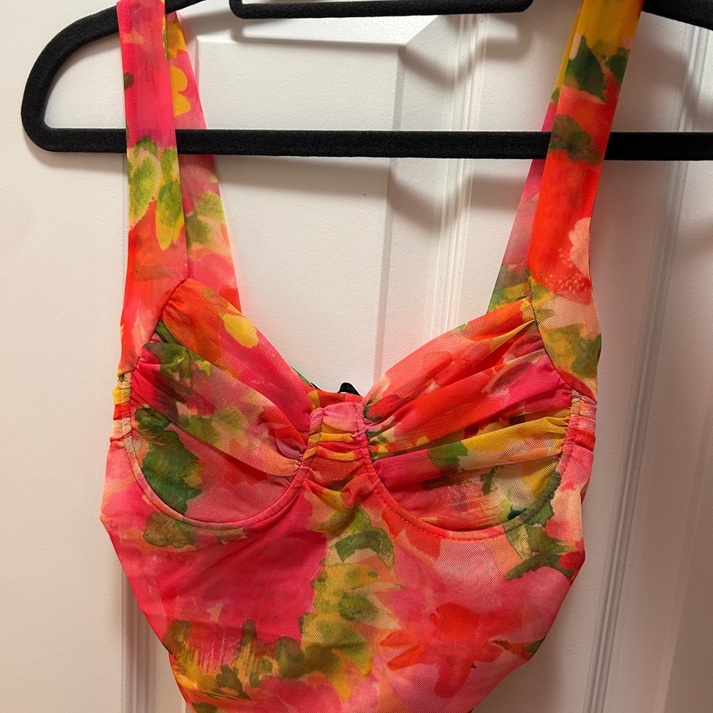 Zara Pink and Orange Floral Top